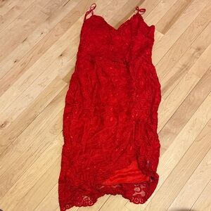 Fashion Nova Red Lace Dress